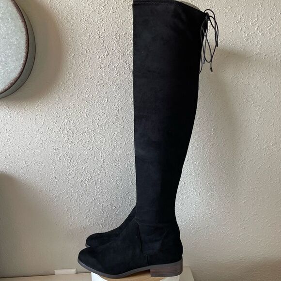 NIB Soul Society Mushroom Black Ravena Knee Boots Size 8M - Picture 1 of 11